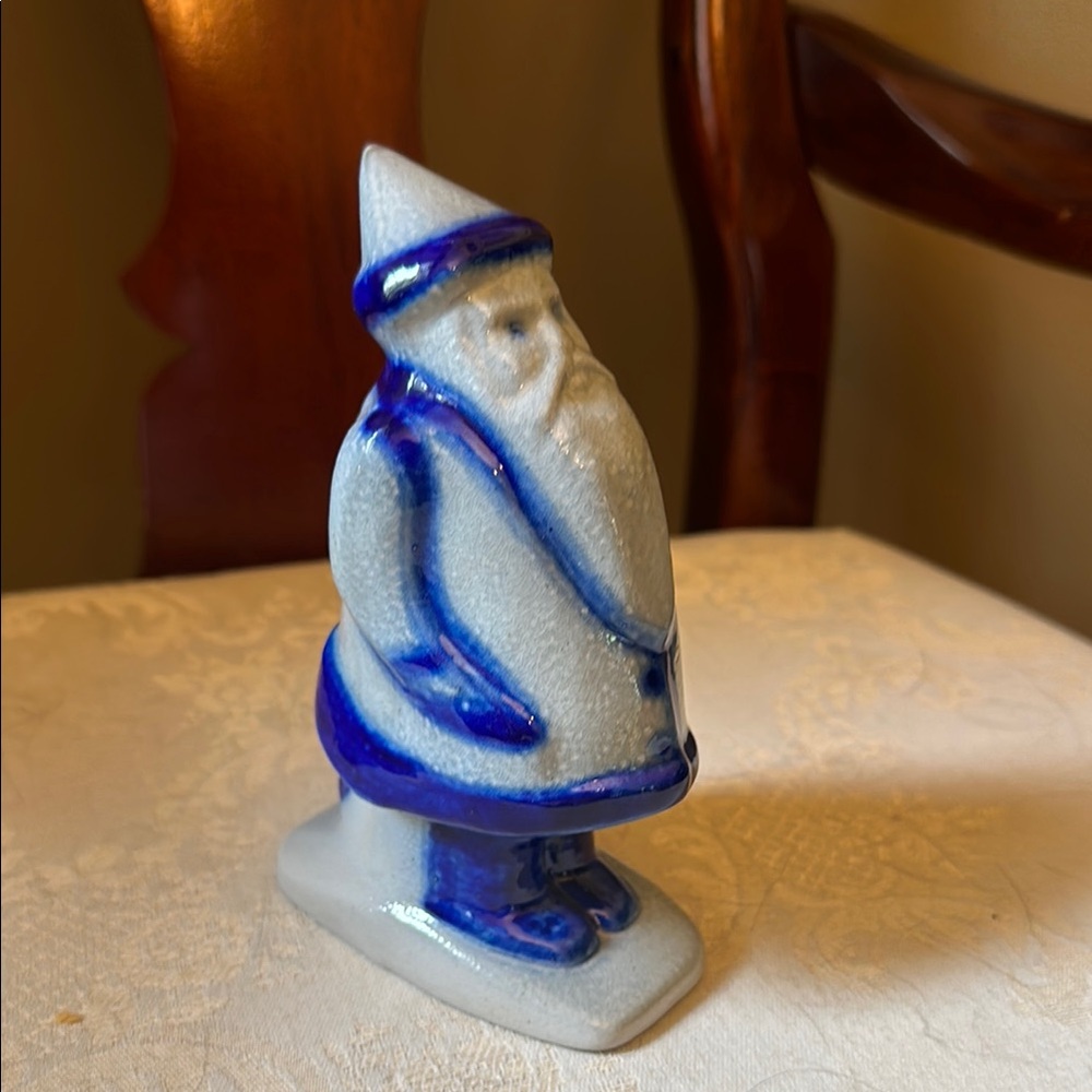 1993 signed David Eldreth salt-glazed red ware ceramic Santa